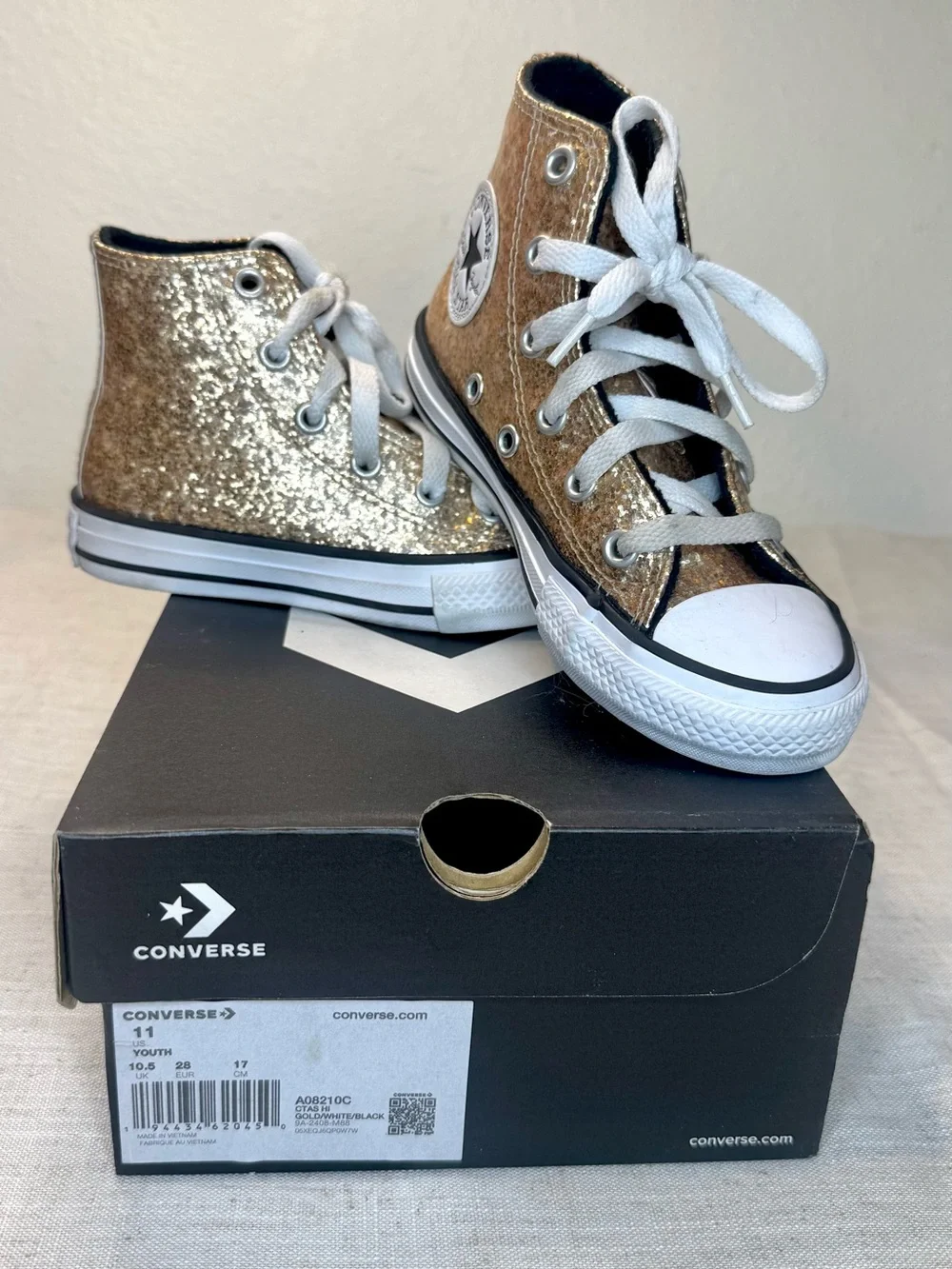 Converse Kids Gold Glitter High Top Sneakers